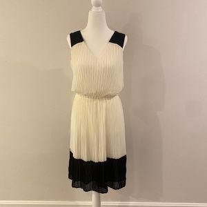 NWT The Limited Pleated Dress in Ivory, Black Size Extra Small